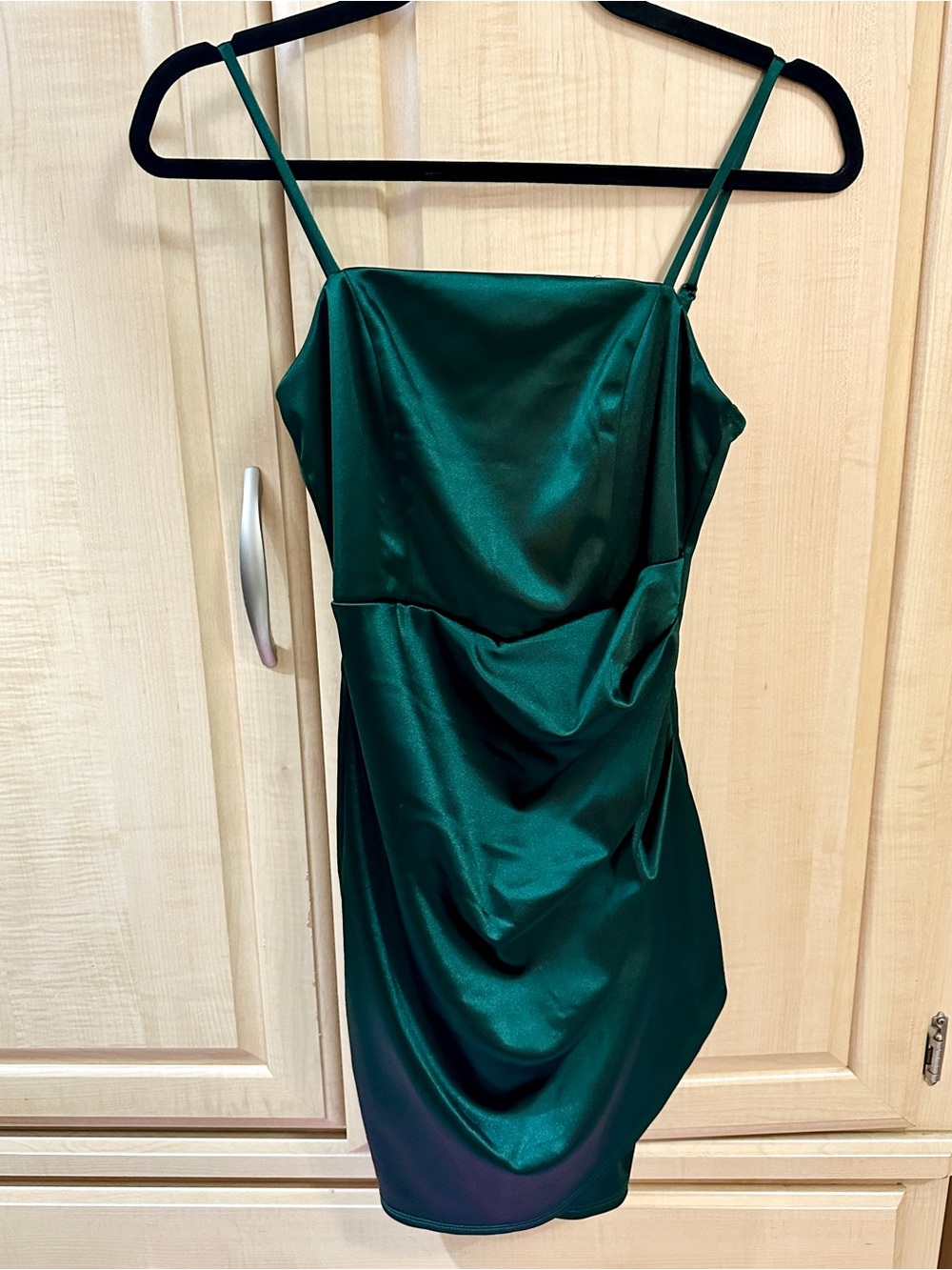 Ruched Mini Dress in Green Like New